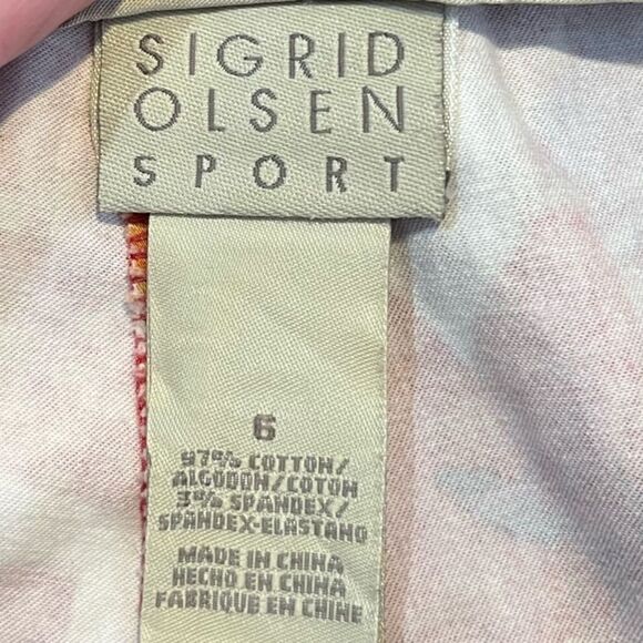 SIGRID OLSEN Floral Wide Leg Pants Size Zip Red Orange Women’s Size 6 - Picture 4 of 6